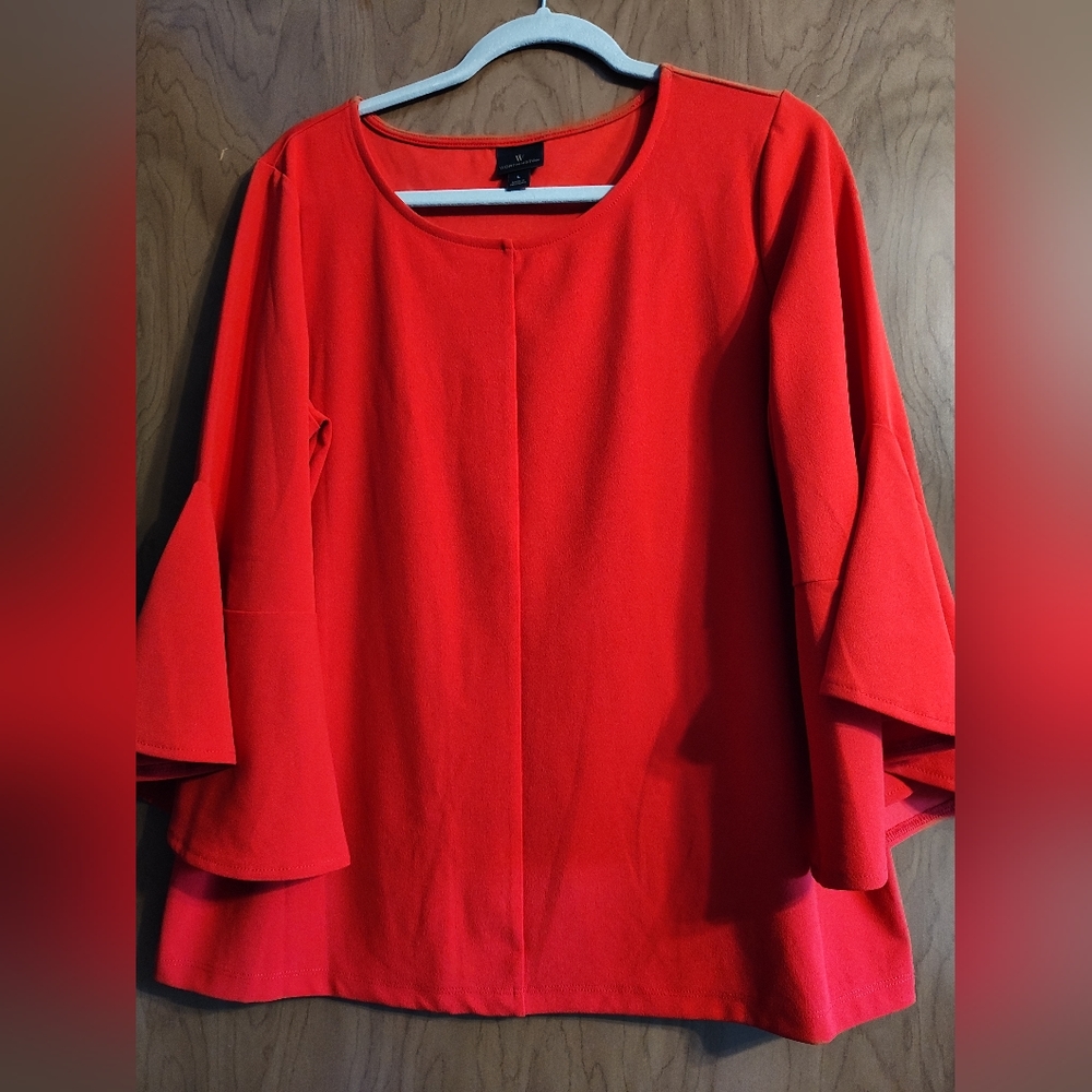 WORTHINGTON Ladies Pullover Blouse. Size Large Elbow Length Bell Sleeves